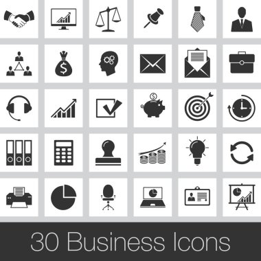 Beyaz arka plan üzerinde izole simgeler kümesi iş 