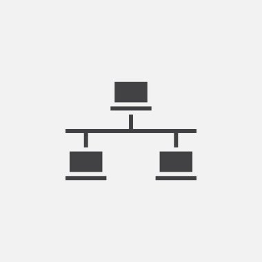 Ağ katı simgesini, vektör çizim, üzerinde beyaz izole piktogram