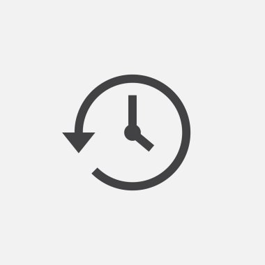 geçmiş simge vektör, zaman katı logo illüstrasyon, üzerinde beyaz izole piktogram 