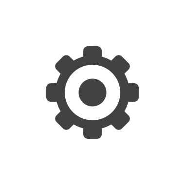 Ayarları simgesi vektör, dişli katı logo illüstrasyon, üzerinde beyaz izole cog wheel piktogram