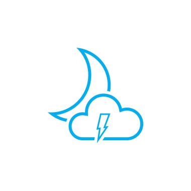 ay ve beyaz arka plan üzerinde izole yıldırım ikonuna 