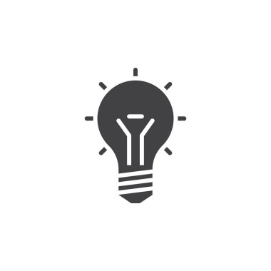 ampul simge vektör, fikir katı logo illüstrasyon, üzerinde beyaz izole piktogram