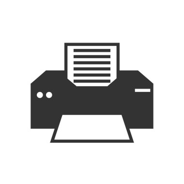 Yazıcı simgesi vektörü beyaz arkaplanda izole edildi 