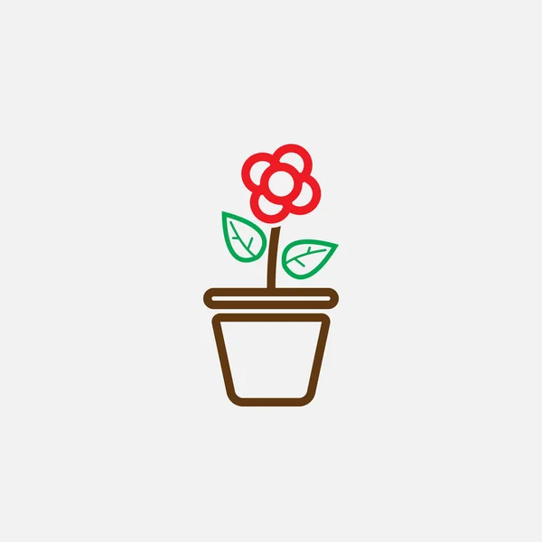 Цветок Горшок Значок Изолирован Белом Фоне — стоковый вектор
