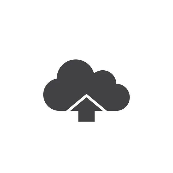 Vetor Ícone Upload Nuvem Ilustração Logotipo Sólido Pictograma Isolado Branco — Vetor de Stock