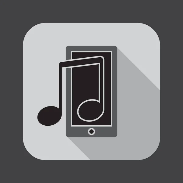 Smartphone Music Note Icon Black Background — Stock Vector