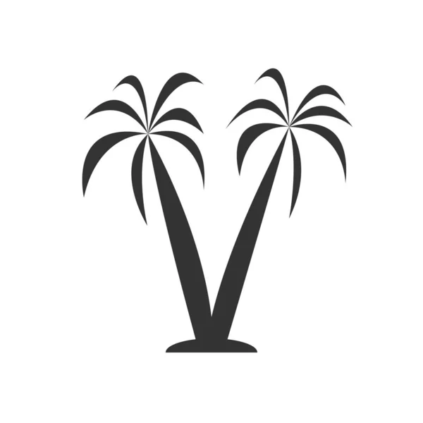 Palm Pictogram Geïsoleerd Witte Achtergrond — Stockvector