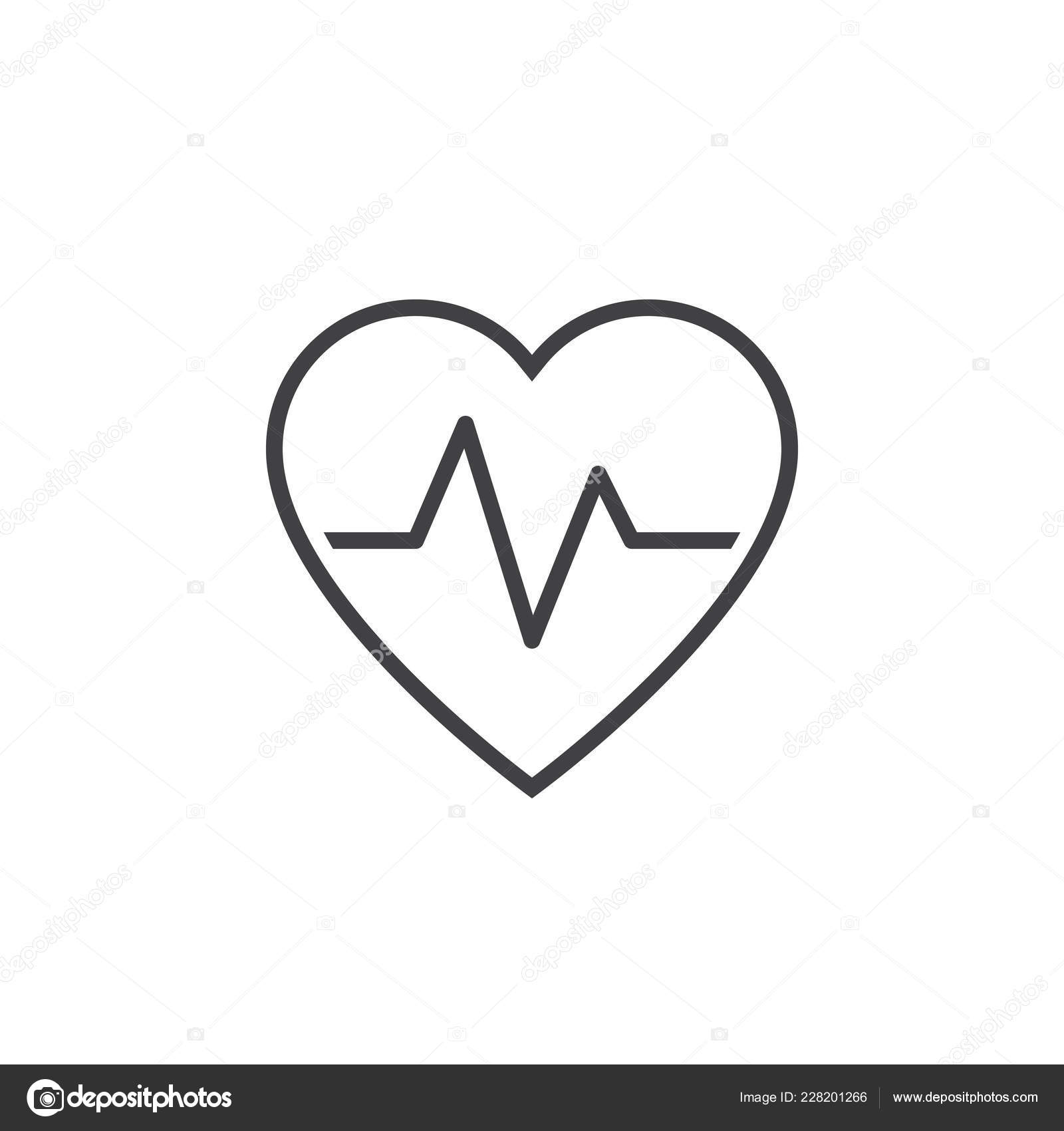 Pictogram Heart Rate Heartbeat Line Icon Heart Rate Outline
