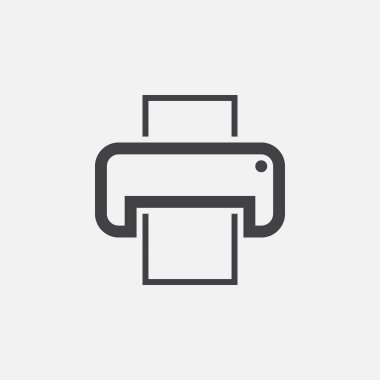 Yazıcı simgesi vektörü beyaz arkaplanda izole edildi 