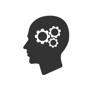 izole simge beyaz arka plan üzerinde kafa dişli