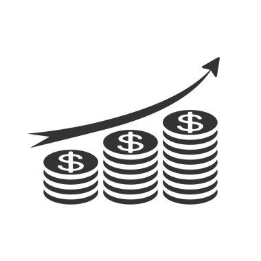 Beyaz arka plan üzerinde izole simge sikke yığını 