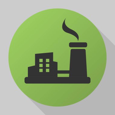 Fabrika simgesi. Modern düz vektör simge yeşil zemin üzerine  