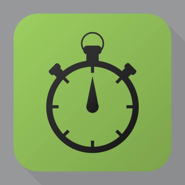 Kronometre düz simgesi yeşil zemin üzerine 