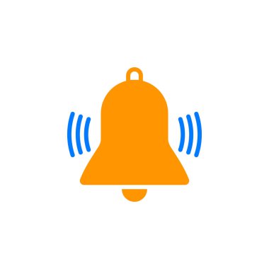 Bell simge vektör, alarm katı logo illüstrasyon, renkli sembol üzerinde beyaz izole çalmaya