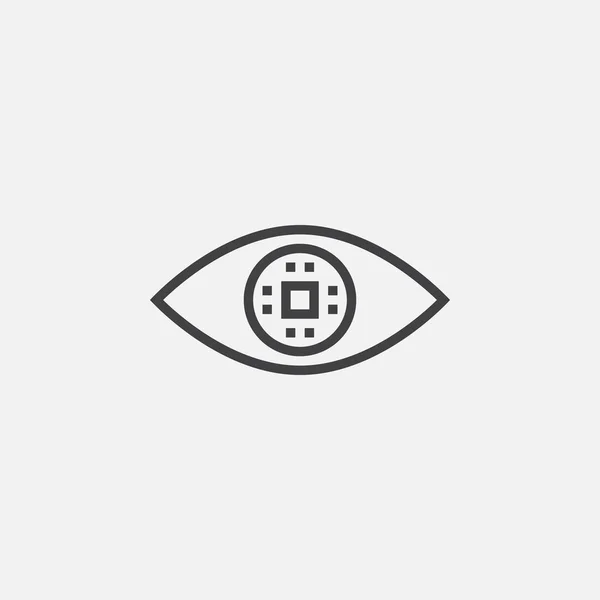 Cyber Eye Line Icon Okulare Chip Outline Vektor Illustration Lineares — Stockvektor