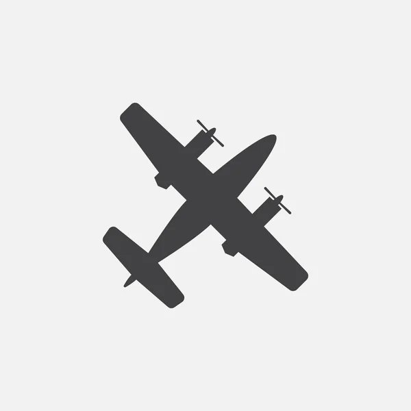 Vliegtuig Pictogram Geïsoleerd Witte Achtergrond — Stockvector