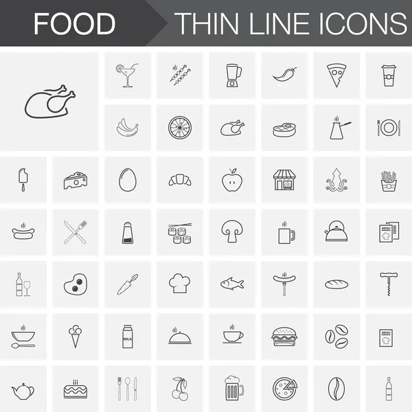 Conjunto Iconos Alimentarios Aislados Sobre Fondo Blanco — Archivo Imágenes Vectoriales