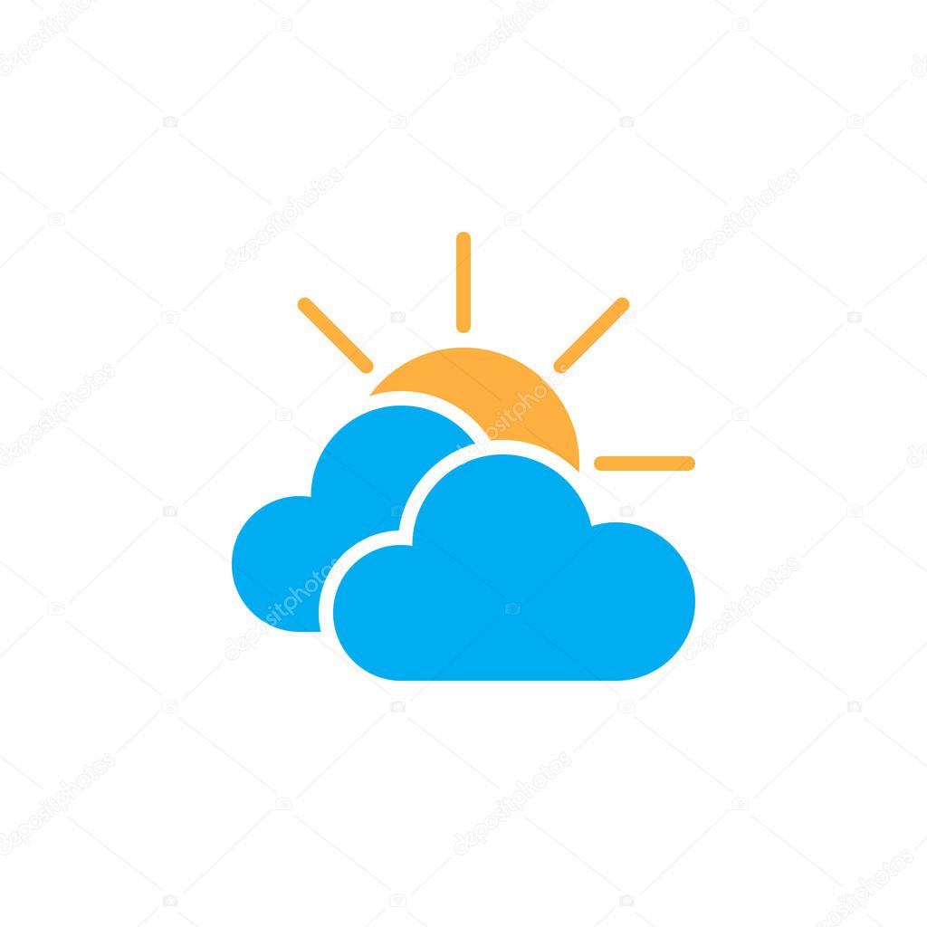 Mostly cloudy weather icon  isolated on white background 