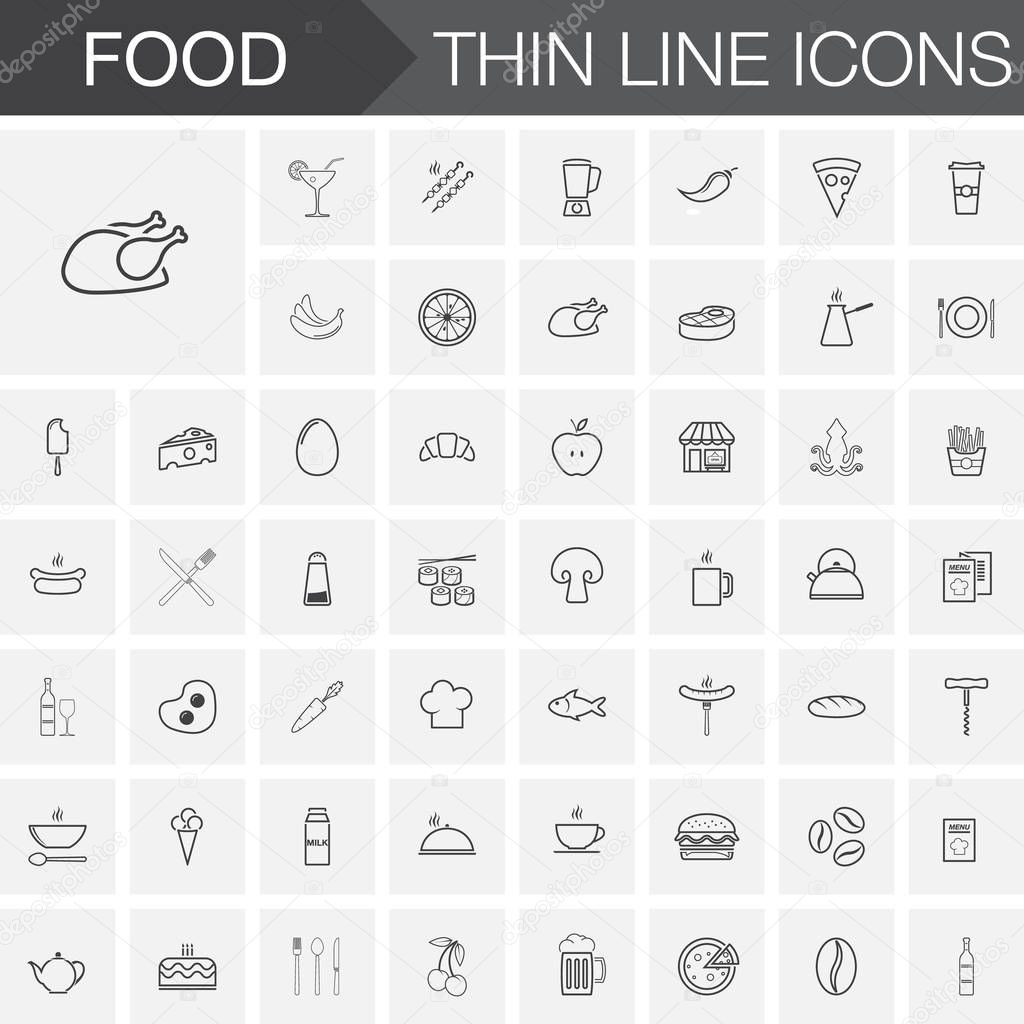 Food icons set isolated on white background 