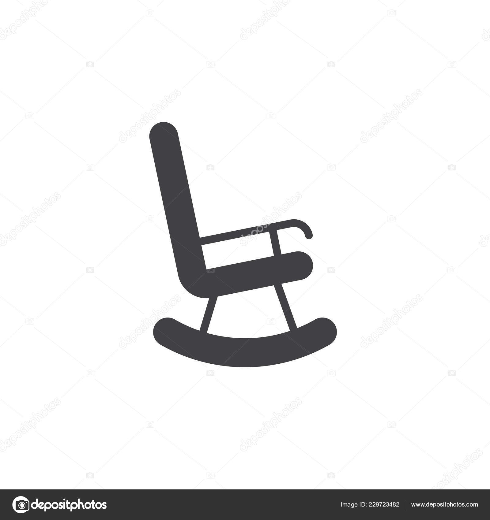 Rocking Chair Icon Vector Solid Flat Sign Pictogram Isolated White