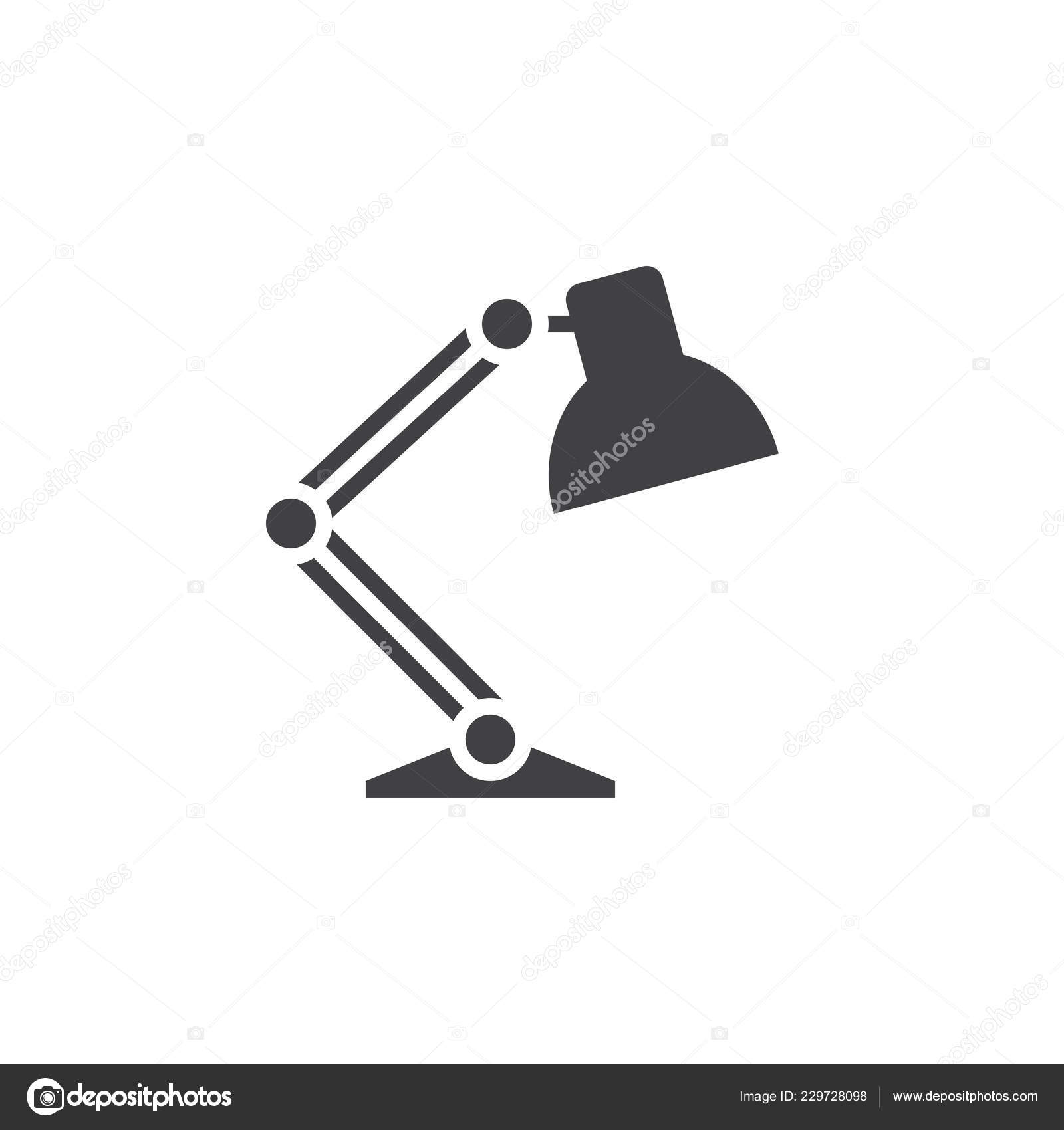 Desk Lamp Icon Vector Solid Logo Pictogram Isolated White Pixel