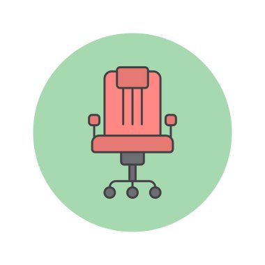 Office sandalye ince çizgi simgesini, doldurulmuş Anahat vektör logo illüstrasyon, üzerinde beyaz izole doğrusal renkli sembol