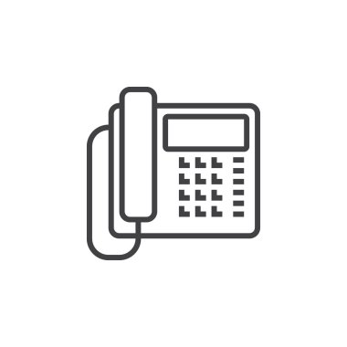 Ofis telefon hattı simgesi, telefon Anahat vektör logo illüstrasyon, doğrusal piktogram beyaz izole