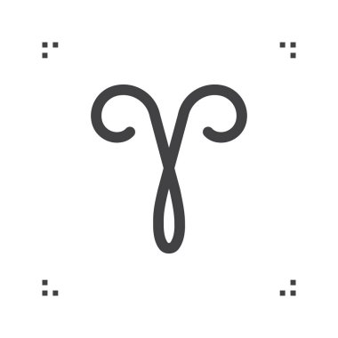 Koç vektör burç, burç sembolü, Astroloji satırı simgesi, doğrusal logo illüstrasyon izole beyaz