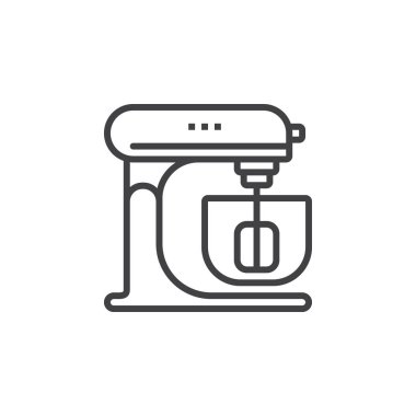 Mikser Hattı simgesi stand, Anahat vektör işareti, doğrusal piktogram beyaz izole. Logo illüstrasyon