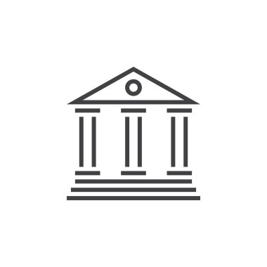 Banka satırı simgesi, Anahat vektör logosu, doğrusal piktogram beyaz, piksel mükemmel illustratio izole