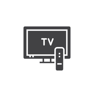 televizyon simge vektör, tv katı logo illüstrasyon, üzerinde beyaz izole piktogram