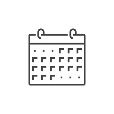 Takvim satırı simgesi, anahat vektör logo illüstrasyon, doğrusal piktogram beyaz izole