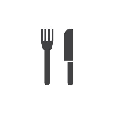 Restoran sembol. çatal ve bıçak simge vektör, sağlam düz işareti, beyaz, logo illüstrasyon izole piktogram
