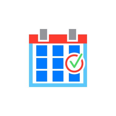 Takvim simge vektör, olay katı logosu, beyaz, piksel mükemmel illüstrasyon izole piktogram kontrol ettim