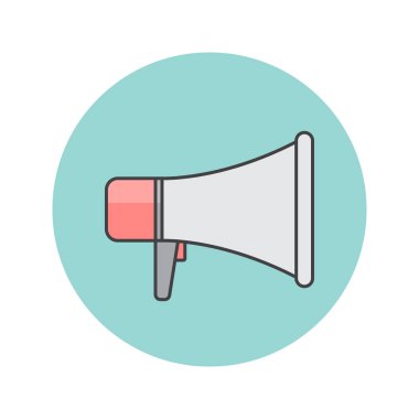 megafon ince çizgi simgesi, megafon Anahat vektör logo illüstrasyon, üzerinde beyaz izole doğrusal renkli sembol dolu.