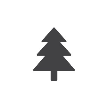 simge vektör, köknar ağacı katı logo illüstrasyon, üzerinde beyaz izole piktogram çeki düzen vermek