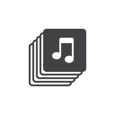 müzik koleksiyonu simge vektör, çalma listesi katı logo illüstrasyon, üzerinde beyaz izole piktogram
