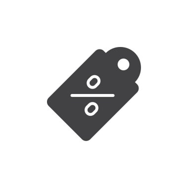 indirimli fiyat etiketi simge vektör, dolu düz işareti, beyaz, logo illüstrasyon izole katı piktogram