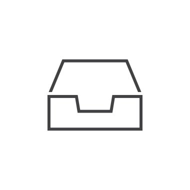 gelen kutusu satırı simgesi, kutusu Anahat vektör logo illüstrasyon, doğrusal piktogram beyaz izole