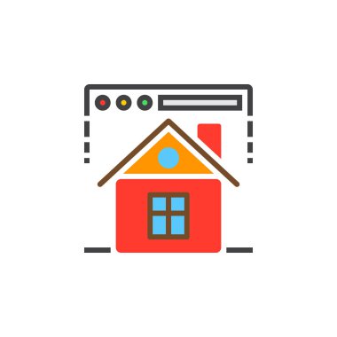 Ana sayfa sembol. Web tarayıcı ve ev simgesini vektör, dolu düz işareti, beyaz, logo illüstrasyon izole katı renkli sembol