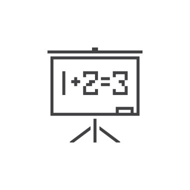 Kara tahta satırı simgesi, okul yönetimi Anahat vektör logo, doğrusal piktogram beyaz, piksel mükemmel illüstrasyon izole