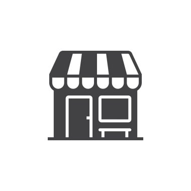 Salonu, pazar simge vektör, düz işareti, beyaz, logo illüstrasyon izole katı piktogram dolu