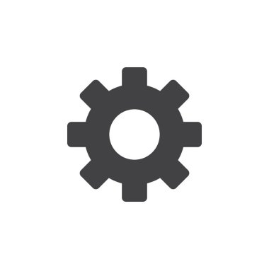 COG simge vektör, ayarları katı logo illüstrasyon, dişli üzerinde beyaz izole piktogram