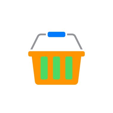 Alışveriş sepeti simge vektör, katı logo illüstrasyon, renkli sembol üzerinde beyaz izole