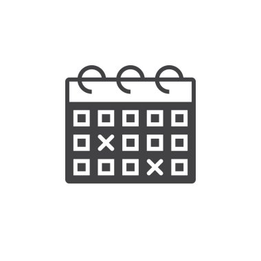 Takvim anımsatıcı simge vektör, katı logo illüstrasyon, üzerinde beyaz izole piktogram