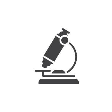 mikroskop simge vektör, araştırma katı logo illüstrasyon, üzerinde beyaz izole piktogram