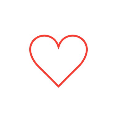 Aşk sembolü. Kırmızı kalp satırı simgesi, Anahat vektör logo illüstrasyon, doğrusal piktogram beyaz izole