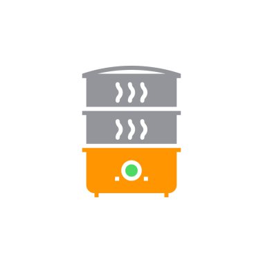 Elektrik Gıda Steamer simge vektör, sağlam düz işareti, beyaz, logo illüstrasyon izole renkli sembol