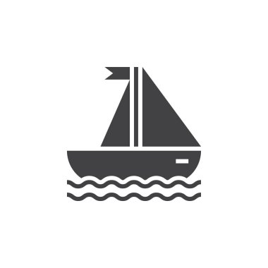 yelken gemi simge vektör, Yelkenli katı logo, sembol beyaz, piksel mükemmel illustratio izole bir yat