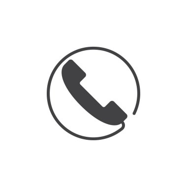 Sembol ararsınız. Telefon simge vektör, katı logo illüstrasyon, üzerinde beyaz izole piktogram
